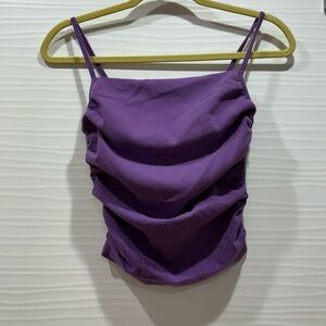 Zara Women’s Purple Ruched Tank Top with Thin Straps